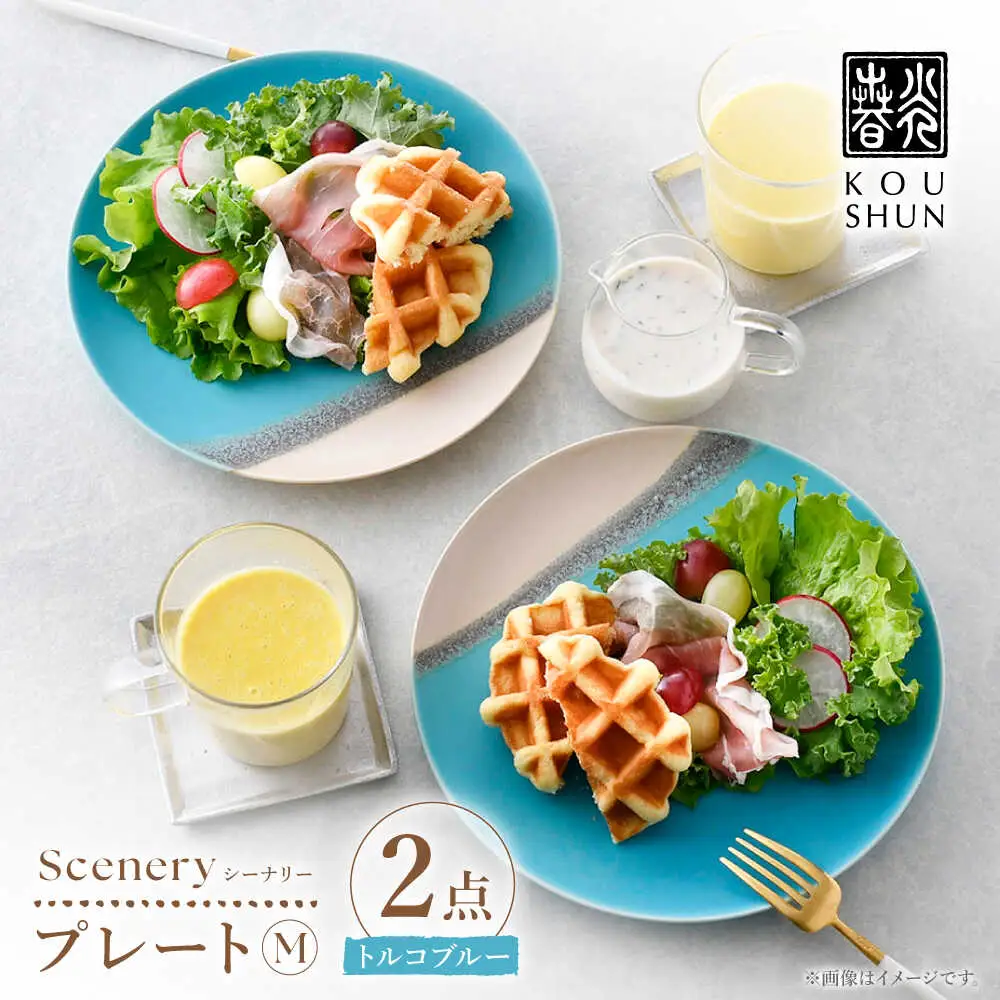 【波佐見焼】Scenery（シーナリー）トルコブルー プレート M（21cm）2枚セット　【光春窯】[XD114]