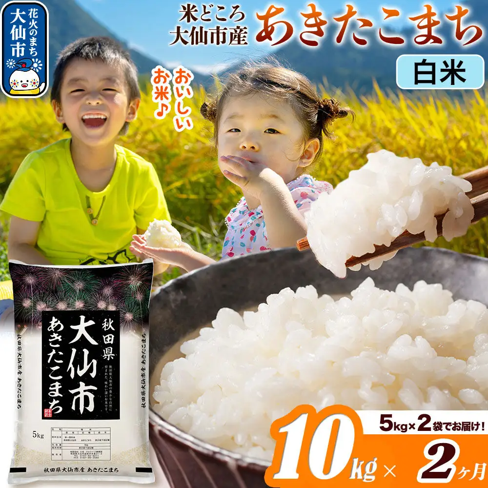 米《定期便2ヶ月》あきたこまち【白米】 米どころ秋田県大仙市産 令和7年産 精米 10kg（5kg×2袋）