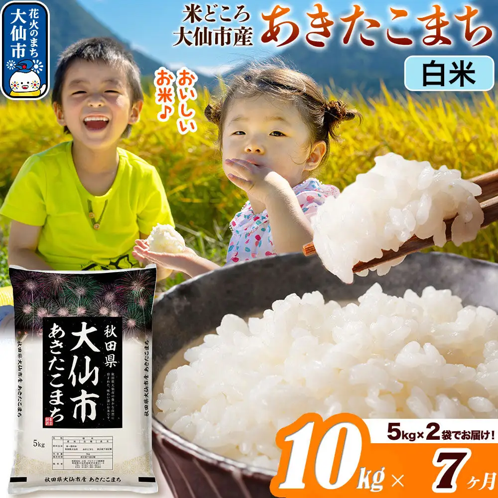 米《定期便7ヶ月》あきたこまち【白米】 米どころ秋田県大仙市産 令和7年産 精米 10kg（5kg×2袋）