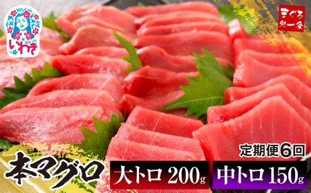 【定期便/計6回】本マグロ大トロ中トロセット350g（計2.1kg）【DG012-t6】