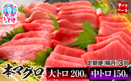 【定期便/隔月/計3回】本マグロ大トロ中トロセット350g（計1050g）【DG012-tk3】