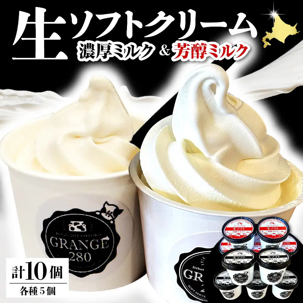 生ソフトクリーム【濃厚ミルク／芳醇ミルク】計10個 ソフトクリーム