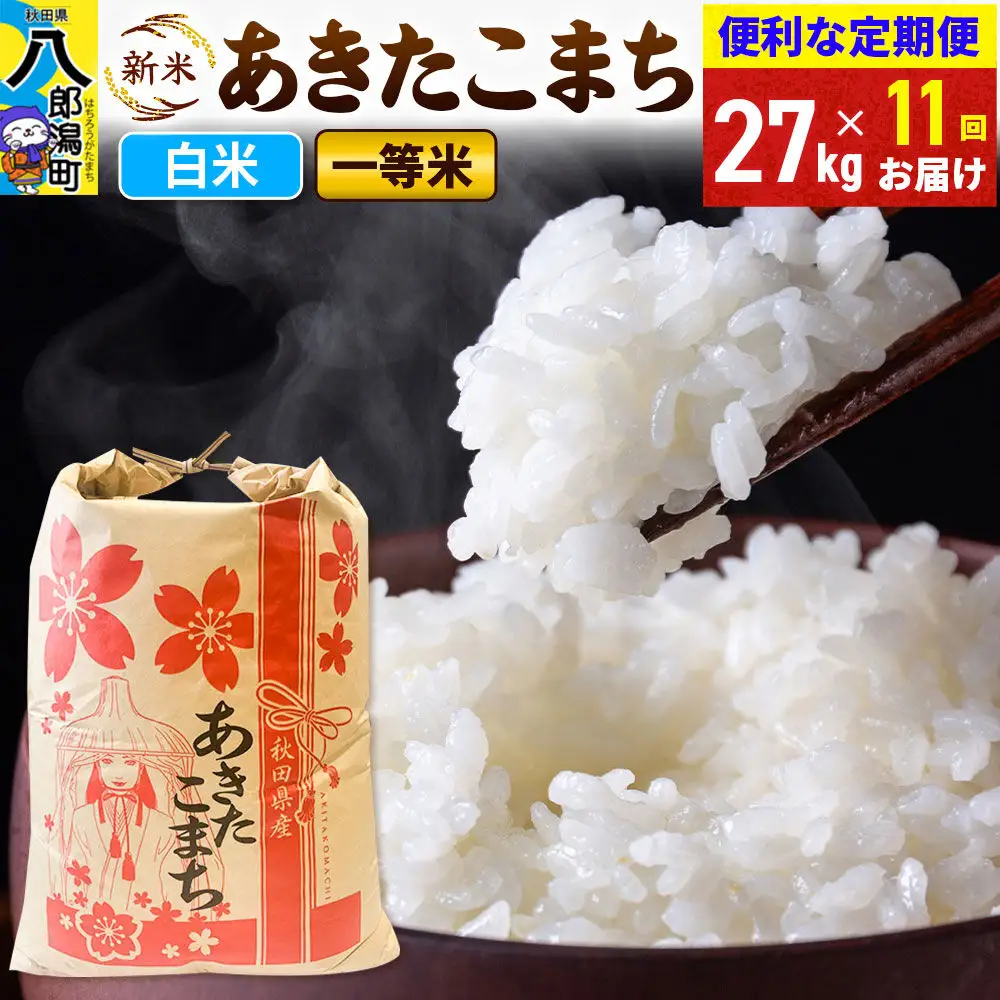 《新米》《定期便11ヶ月》あきたこまち 一等米 27kg【白米】 令和8年産 秋田県産 こまちライン
