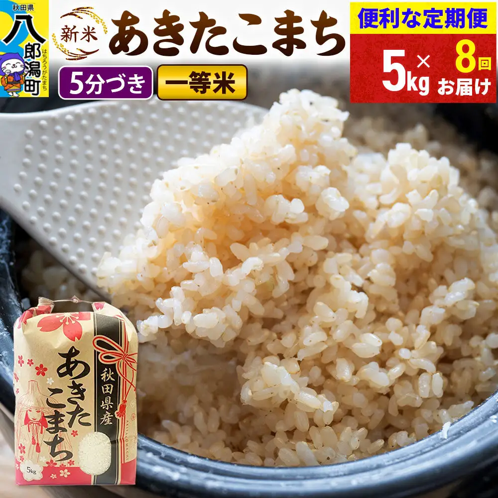 《新米》《定期便8ヶ月》あきたこまち 一等米 5kg【5分づき】 令和8年産 秋田県産 こまちライン