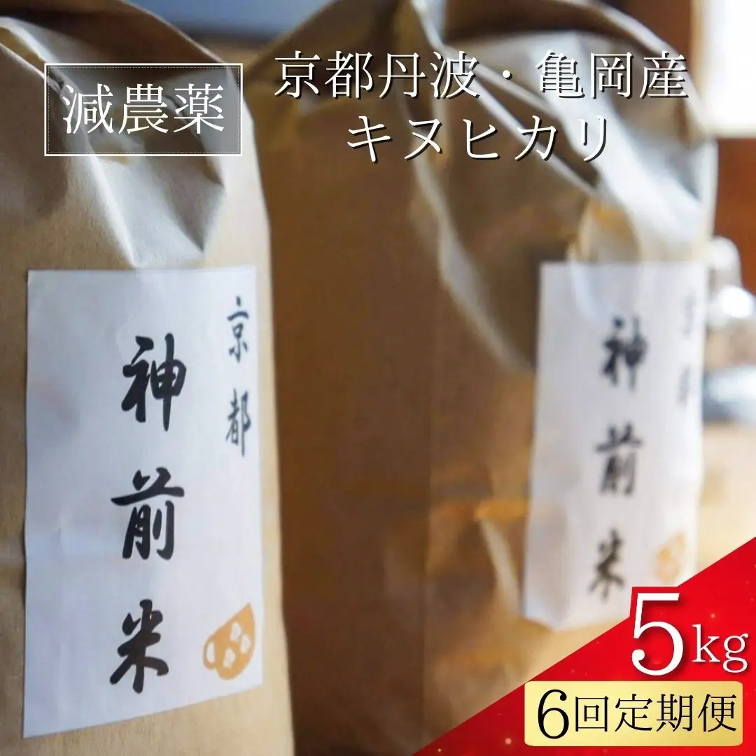 【令和7年産】新米 先行予約 5kg ×6回 京都・神前米 キヌヒカリ 5kg × 6ヶ月 計30kg