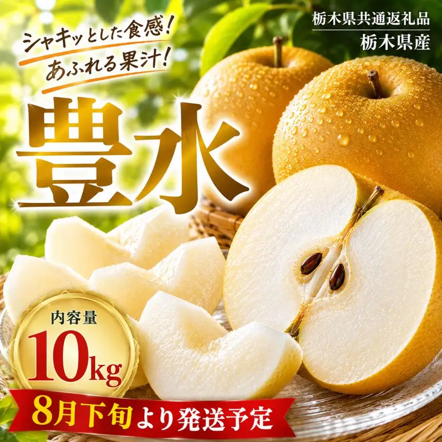 【2027年8月先行予約】豊水 約10kg |豊水 梨 なし ナシ 新品種 先行予約 大粒 新鮮 甘い 美味しい 果物 くだもの フルーツ ふるーつ 共通返礼品 フルーツ デザート 栃木県 那珂川町【栃木県共通返礼品】