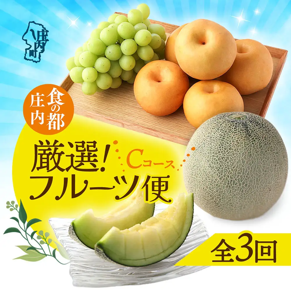 【R8.8月中旬より発送開始】食の都庄内 厳選フルーツ便C（入金期限：2026.7.31）アールスメロン 和梨 シャインマスカット 全3回配送 常温便 冷蔵便