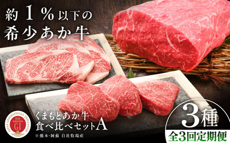 全3回定期便 GI認証 くまもとあか牛 食べ比べA 牛肉 BHAS024 牛肉