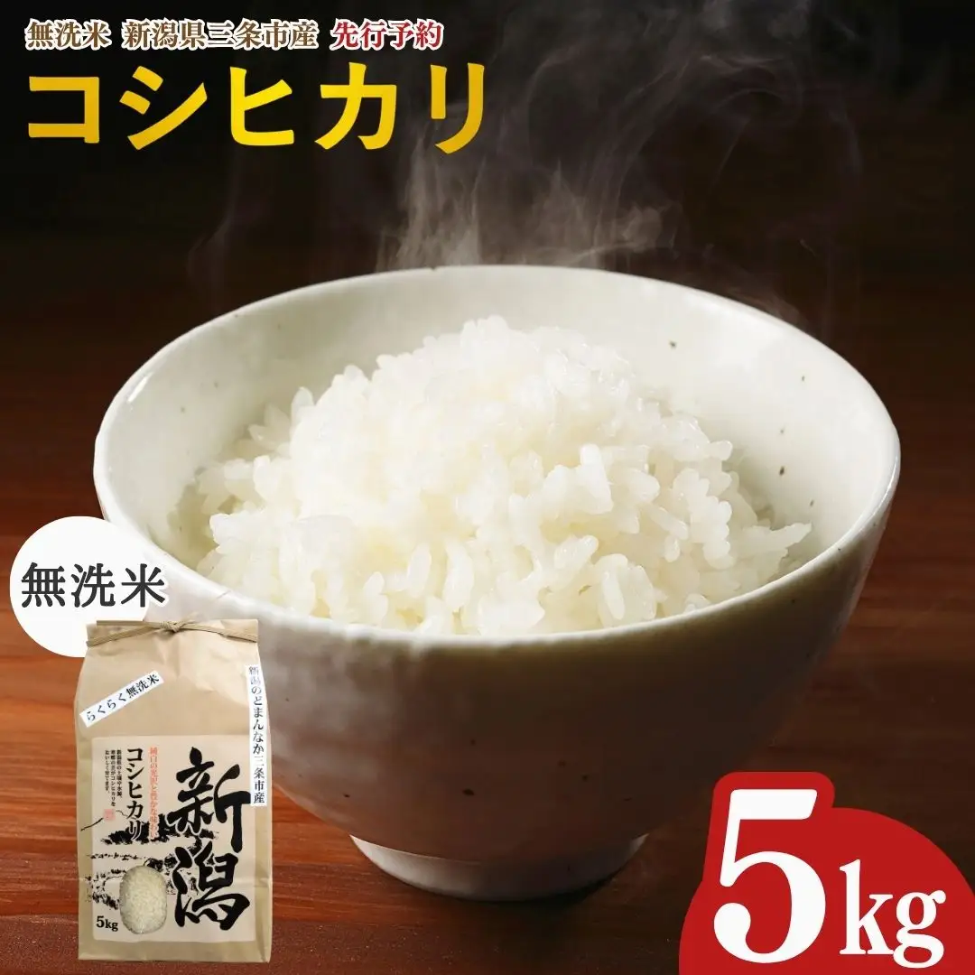 先行予約 コシヒカリ 無洗米 5kg 新潟県 三条市 令和8年産 2026年 無洗米