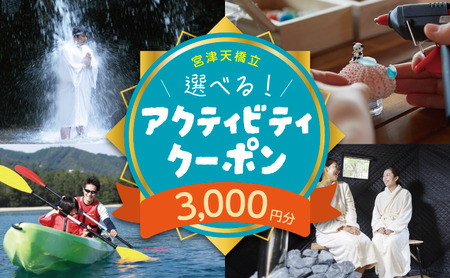 宮津・天橋立のアクティビティで使えるクーポン券3,000円分 myz00 myz11 myz15