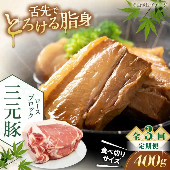 【全3回定期便】平田牧場 ロース ブロック 400g  豚肉 ローストポーク 煮豚 [AJAP166]