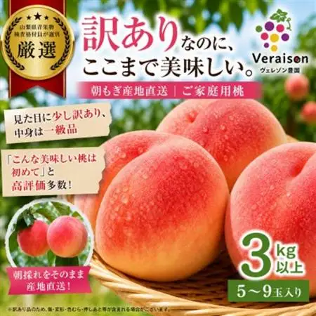 【2026発送予定】訳ありなのに高評価|朝もぎ桃3kg以上(5～9玉)農家直送・家庭用【配送不可地域：離島】【1178167】