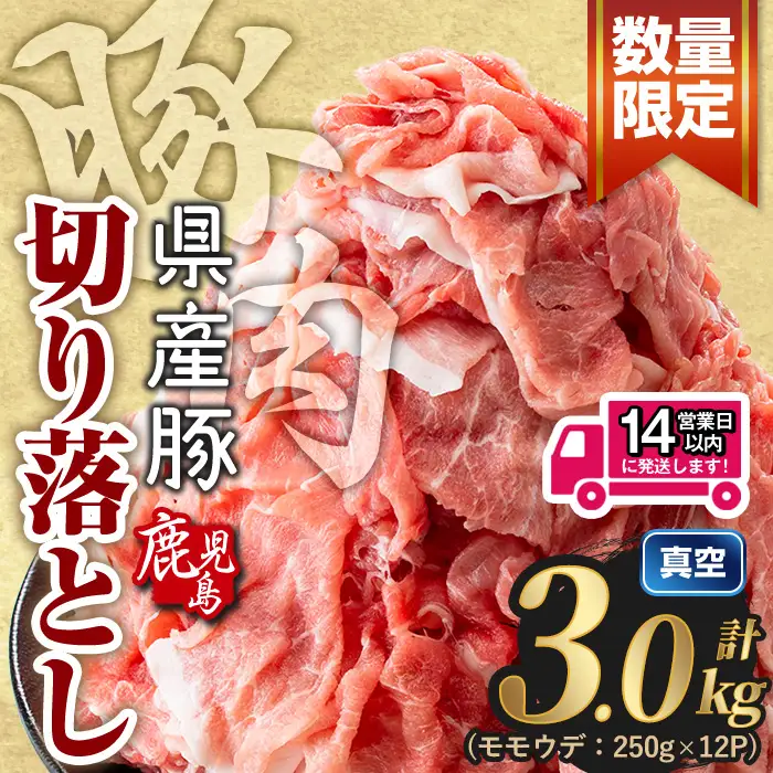 豚肉 切り落とし 鹿児島県産  (計3.0kg) 【豚肉 切り落とし】 【Rana】A1016-v02