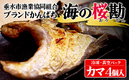 W-0102／垂水カンパチ『海の桜勘』 カマ 4個（計600g以上）