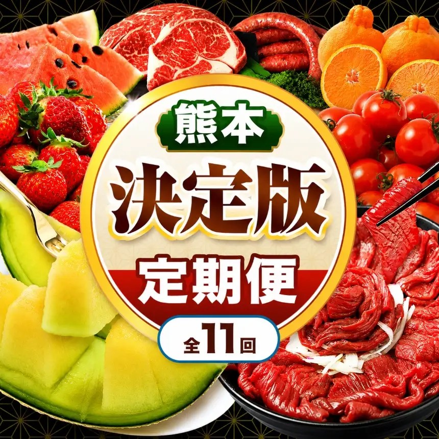 【 定期便 11回 】 熊本県 決定版 |（ いちご みかん 不知火 デコポン スイカ メロン あか牛 牛肉 海苔 焼き海苔 馬肉 ウインナー 馬刺し 餃子 ） 肉 果物 フルーツ くだもの 定期 定期便 熊本県 玉名市