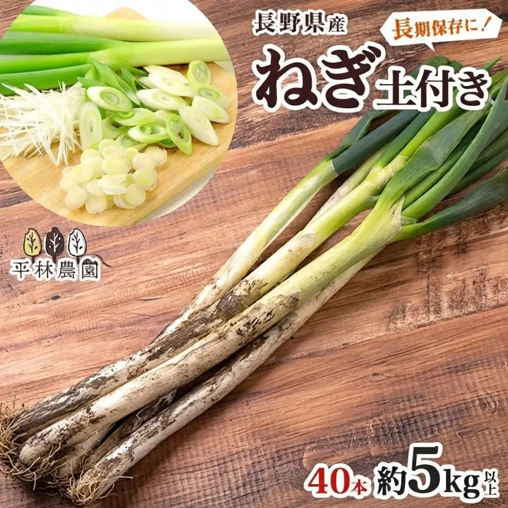 ねぎ 土付き40本 5kg以上 ｜長ねぎ ネギ 葱 野菜 国産 新鮮 常備 保存 土付き 鍋 味噌汁 すき焼き 薬味 料理 お裾分け 贈り物 長野県産 送料無料 産地直送 平林農園 長野県 大町市