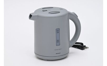 転倒湯漏れ機能付き　電気ケトル1.0L　グレー　電化製品 キッチン用品  電気ケトル 空だき防止機能 こぼれにくい 卓上新潟県田上町