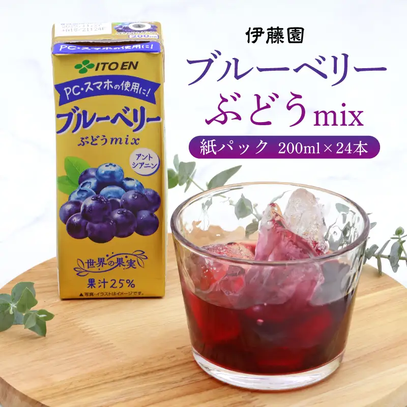【10営業日以内発送】伊藤園 ブルーベリーぶどうmix 紙パック 200ml 24本  スピード発送　013-G-IT010