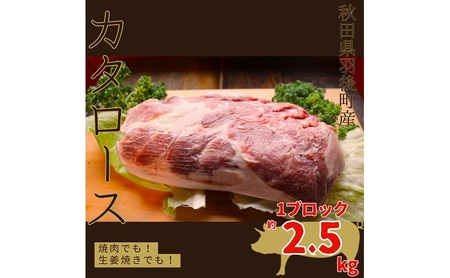 豚肉カタロース1ブロック 秋田県産 豚肉【2.5kg前後】