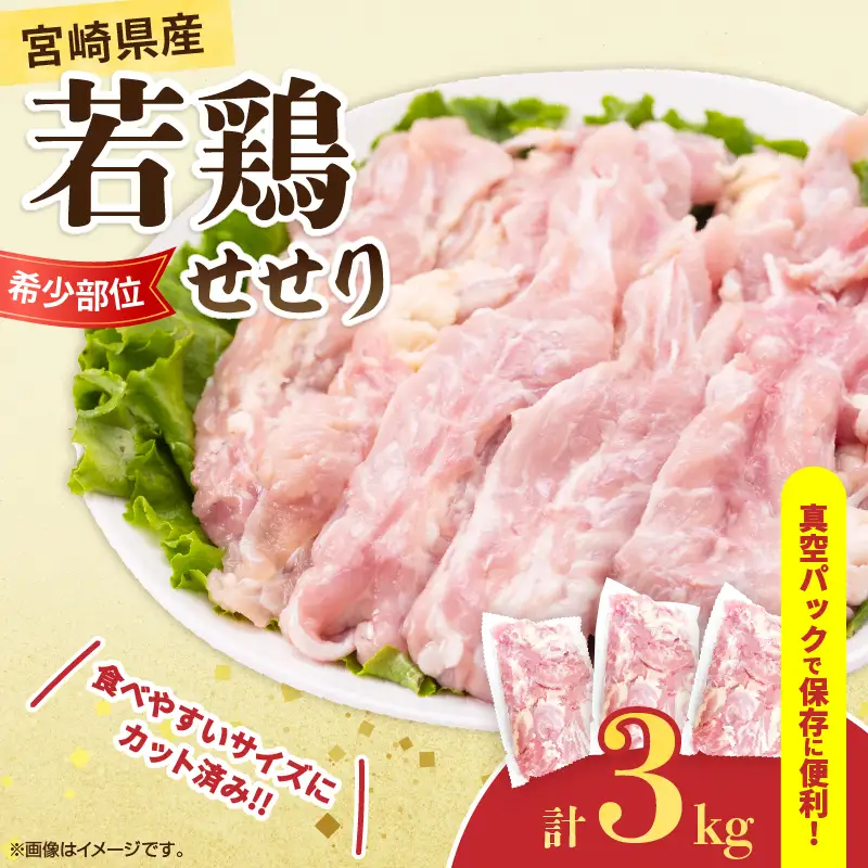 希少部位 宮崎県産 若鶏 せせり 計3kg 鶏肉_DB35-25