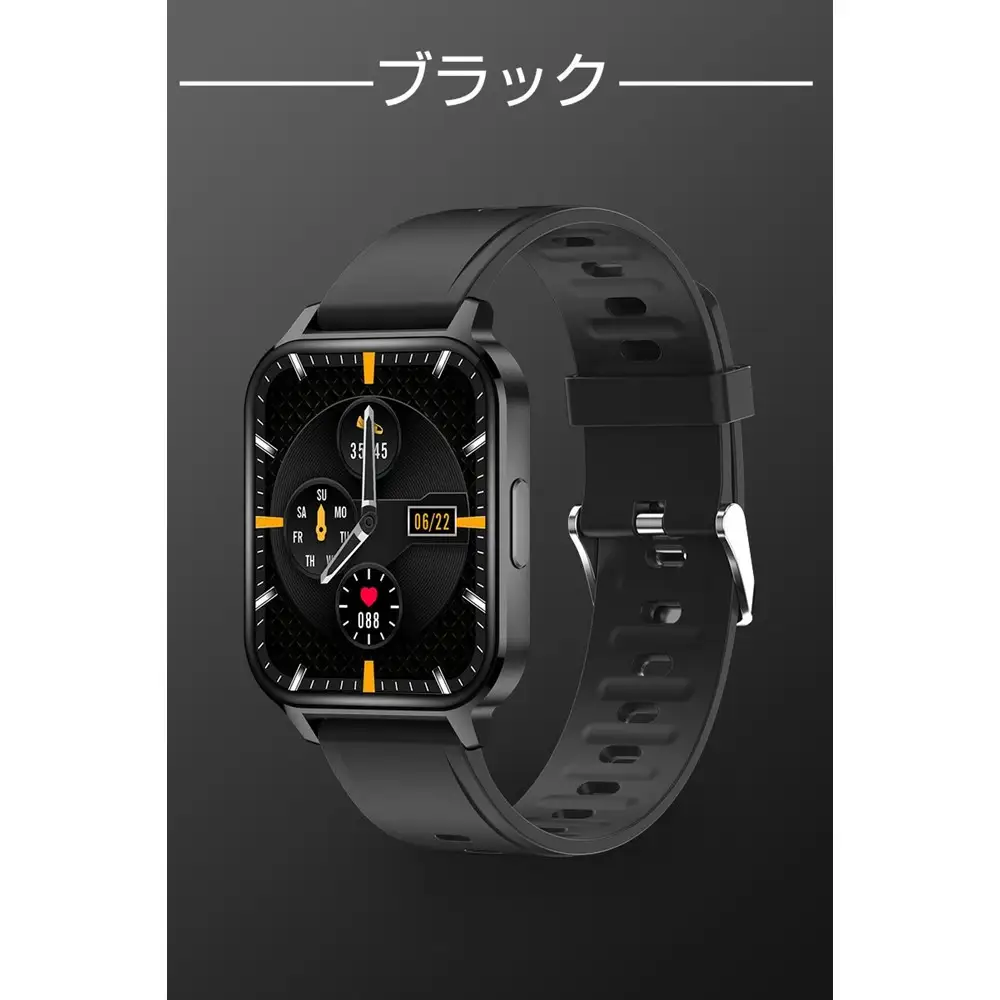 【ブラック】スマートウォッチ スマートブレスレット スポーツウォッチ 腕時計 歩数計 心拍計 温度測定 健康管理 座りがち注意 Bluetooth５．０ 大画面 １．７インチタッチスクリーン 消費カロリー