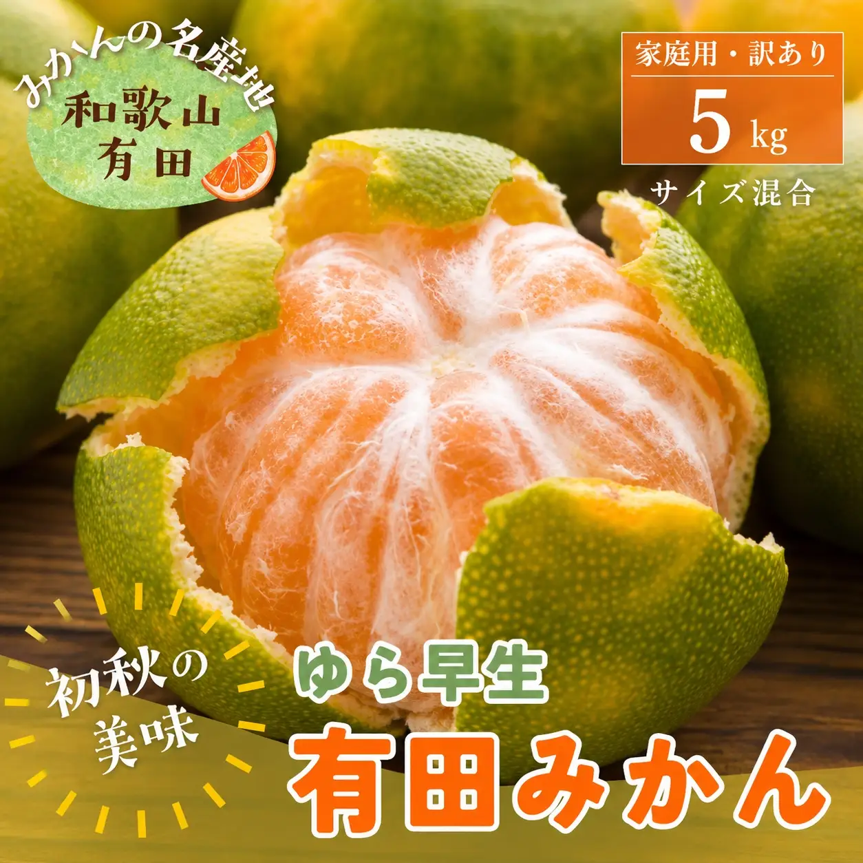 【初秋の美味】ご家庭用ゆら早生有田みかん　約5kg +200g(傷み補償分)【サイズ混合】【2026年10月中旬～11月上旬頃に順次発送予定】【ard237A】