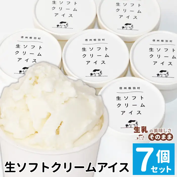 優しい味★ 着色料・香料不使用！ 生ソフトクリームアイス 7個セット アイスクリーム ミルク 牛乳  根羽村 ネバーランド 6000円