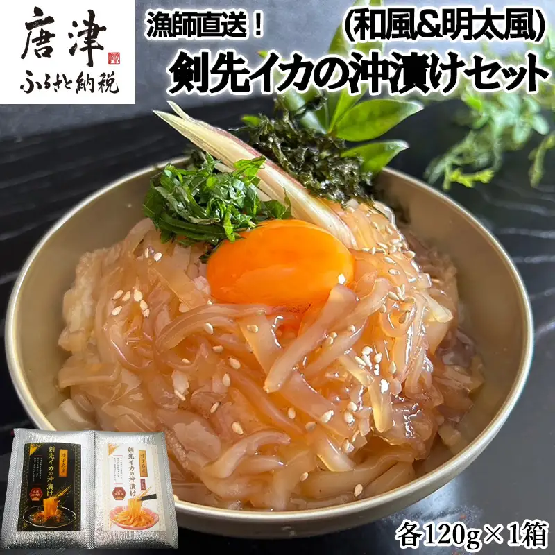 『先行予約』【令和8年7月上旬より順次発送】新鮮！漁師直送！剣先イカの沖漬け(和風&明太風)セット 各120g×1箱