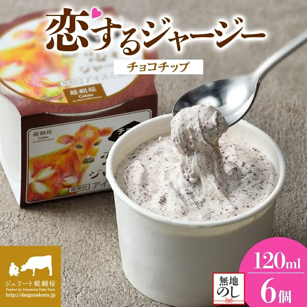 【ジェラート醍醐桜】【熨斗】恋するジャージーチョコチップ 6個セット / 岡山 真庭 【nhss017n-01】