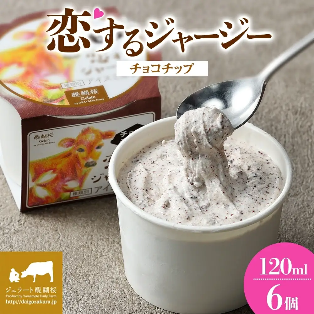 【ジェラート醍醐桜】恋するジャージーチョコチップ 6個セット / 岡山 真庭 【nhss017-01】