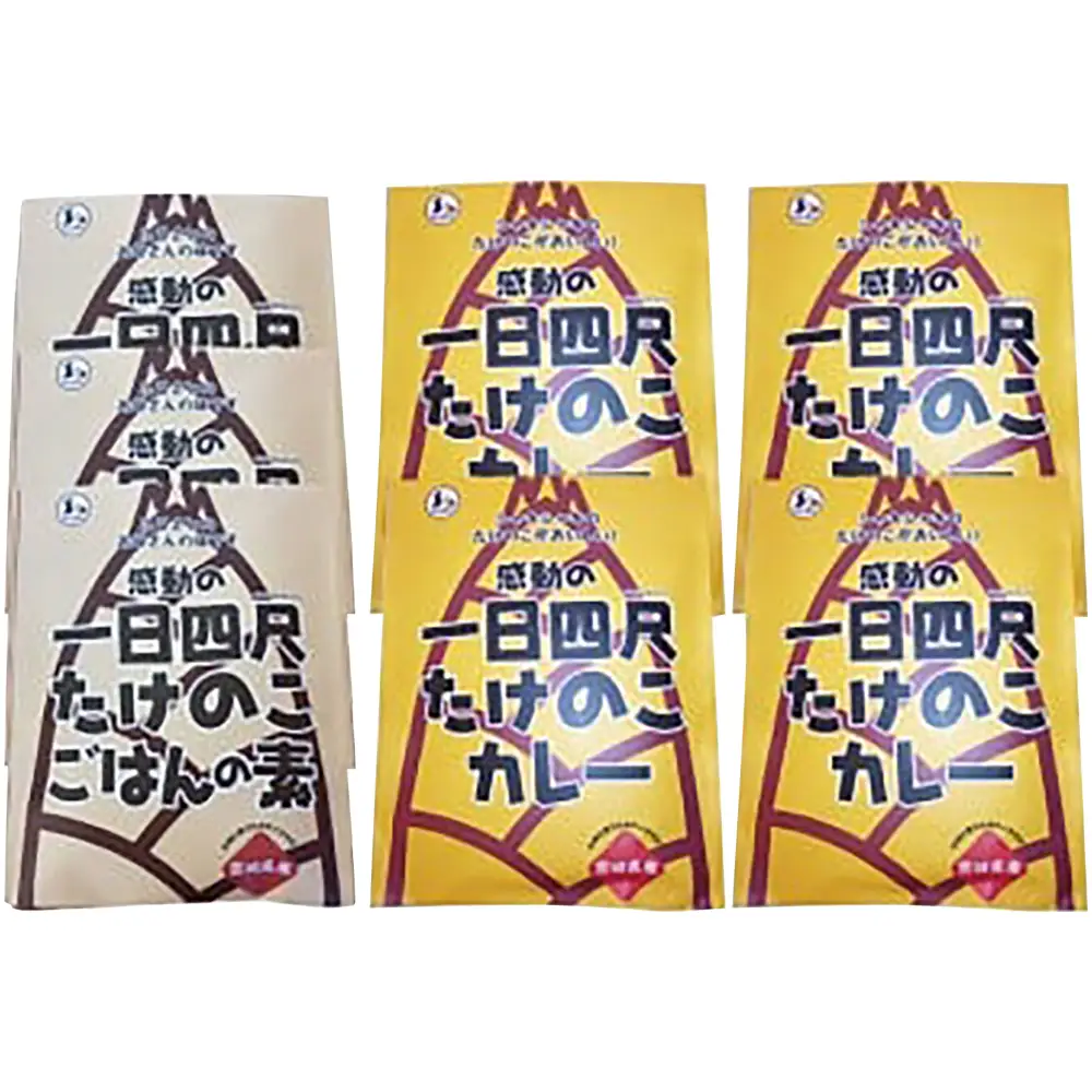【丸森町特産】 たけのこカレー4個とたけのこご飯のもと 3個【08108】