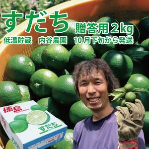 内谷農園 低温貯蔵すだち 贈答用 2kg