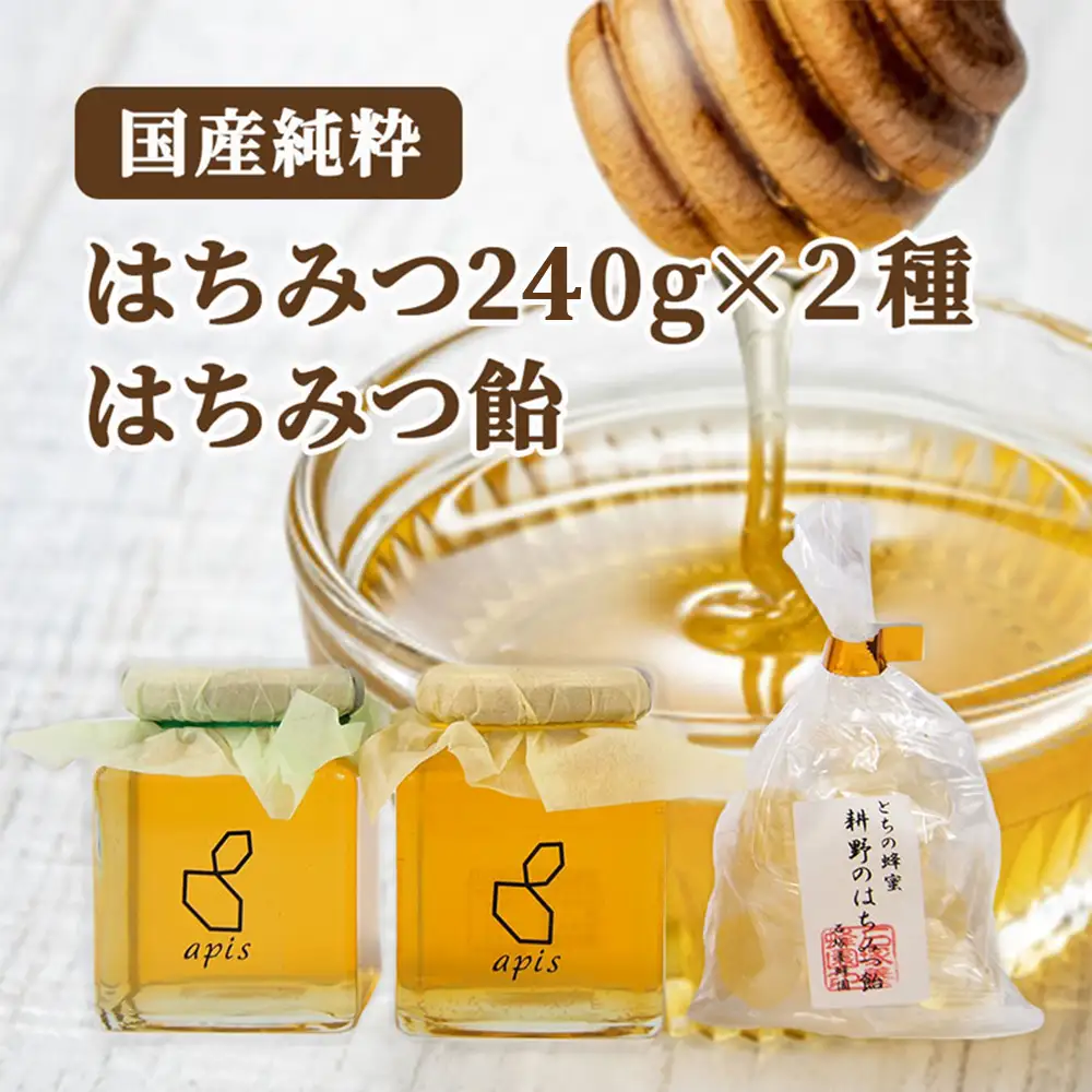 耕野のはちみつ 240g×2本セット 栃のはちみつ飴付き【2110101】