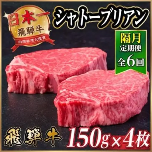 【2ヵ月毎定期便】飛騨牛 シャトーブリアン600g【冷蔵便】A4～A5等級 黒毛和牛 全6回【配送不可地域：離島】【4070273】