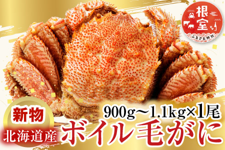 根室海鮮市場＜直送＞ボイル毛がに900g～1.1kg×1尾 F-28029