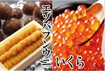 エゾバフンウニ140g×1折、いくら醤油漬(鱒卵)150g×1P[11月下旬以降発送] E-40029