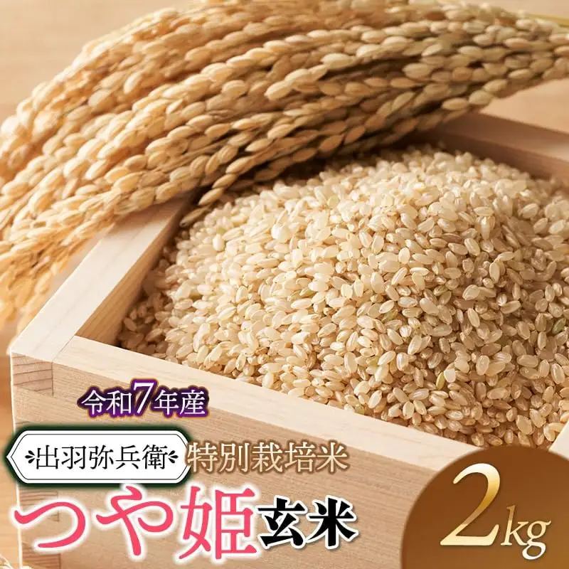 【令和7年産】特別栽培米 つや姫 【玄米】　2kg　山形県鶴岡市産　出羽弥兵衛　| お米 米 コメ こめ ライス つやひめ 2キロ ご飯 ブランド米 国産 主食 お取り寄せ 返礼品