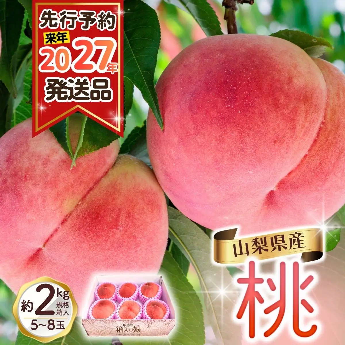 【来年2027年出荷分 先行予約】　山梨の桃　約2kg　白鳳 白桃　おまかせ　【tab0182】