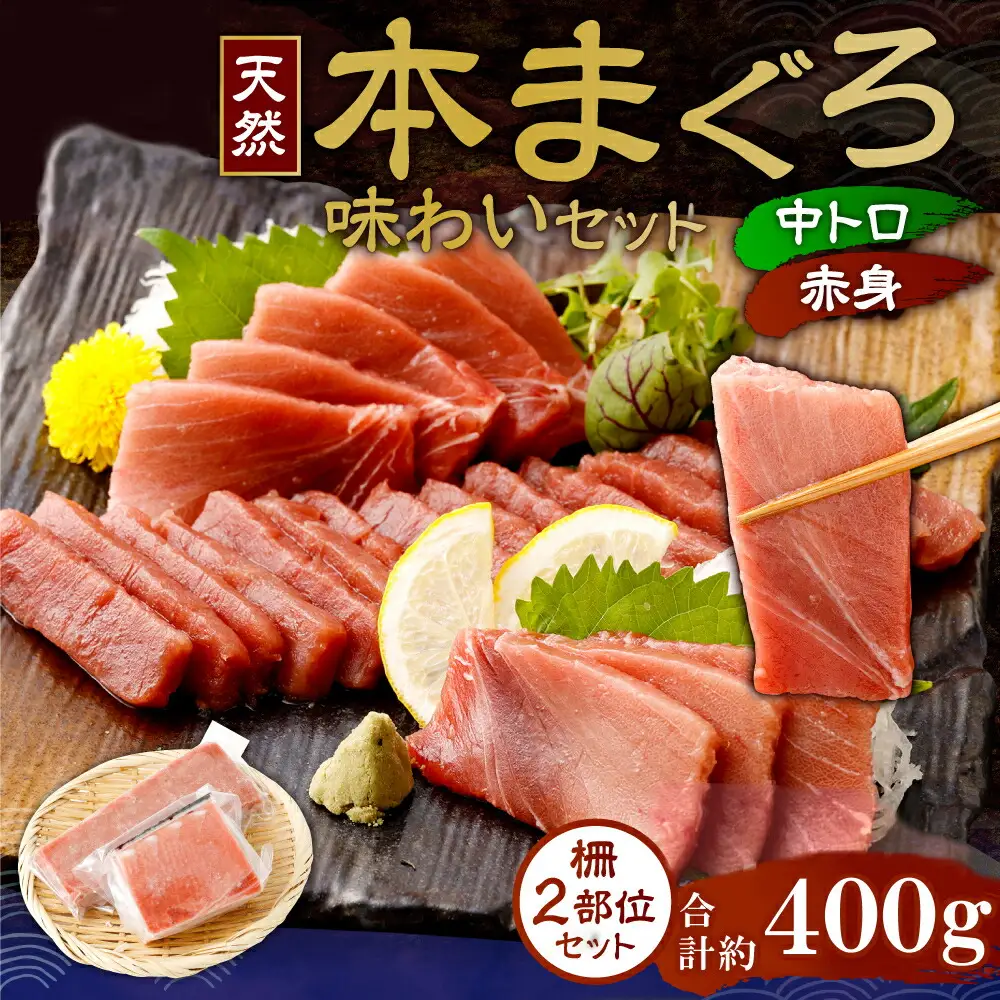 まぐろの王様！ 天然本まぐろ 味わいセット ４００ｇ サク 柵 スライス 切落し セット 天然 天然まぐろ 天然マグロ まぐろ 中トロ 赤身 鮪 刺身 お刺身 食べ比べ  高知 室戸 冷凍 小分け 便利