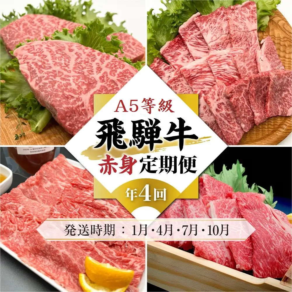 A5等級 飛騨牛 定期便 赤身 4回【1月・4月・7月・10月発送】|  定期便 HF110