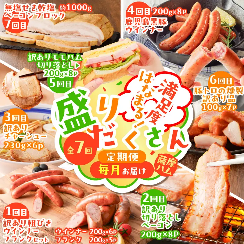 【 訳あり 】 【 全7回 】盛りだくさん 定期便（ 毎月お届け ） K161-T07m 肉 豚肉 冷凍