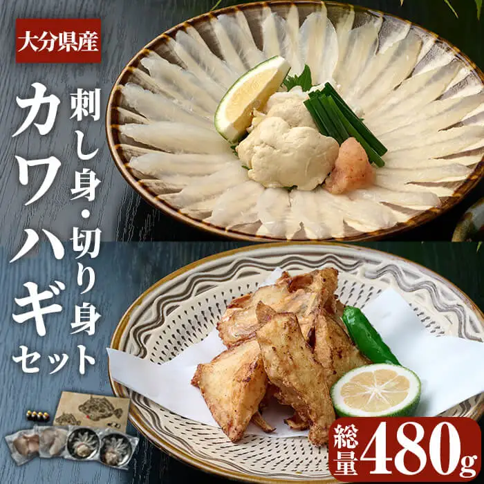 大分県産 カワハギ 刺身 ・ 切身 セット (総量480g) かわはぎ 刺し身 切り身 鍋 小分け 冷凍 魚 国産 【opbe001】【水元】