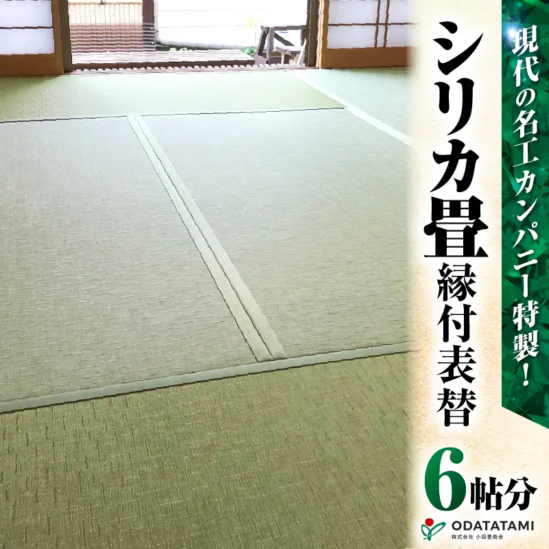 現代の名工カンパニー特製！ シリカ畳 縁付 表替 （ 畳 1帖 サイズ 6枚 ） K348-003