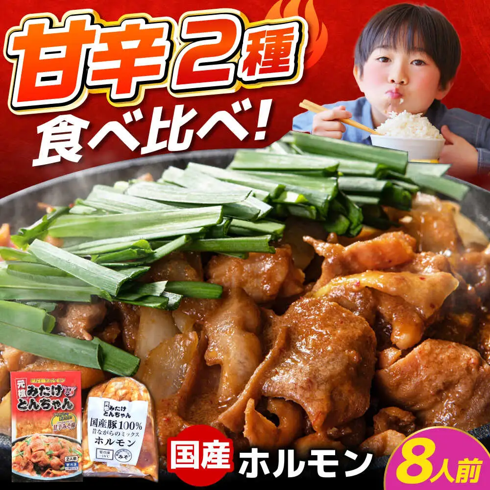 「元祖みたけとんちゃん」 【甘辛セット】 甘辛みそ味×昔ながらのミックスホルモン（8人前）[AVAA053]ホルモン おすすめ