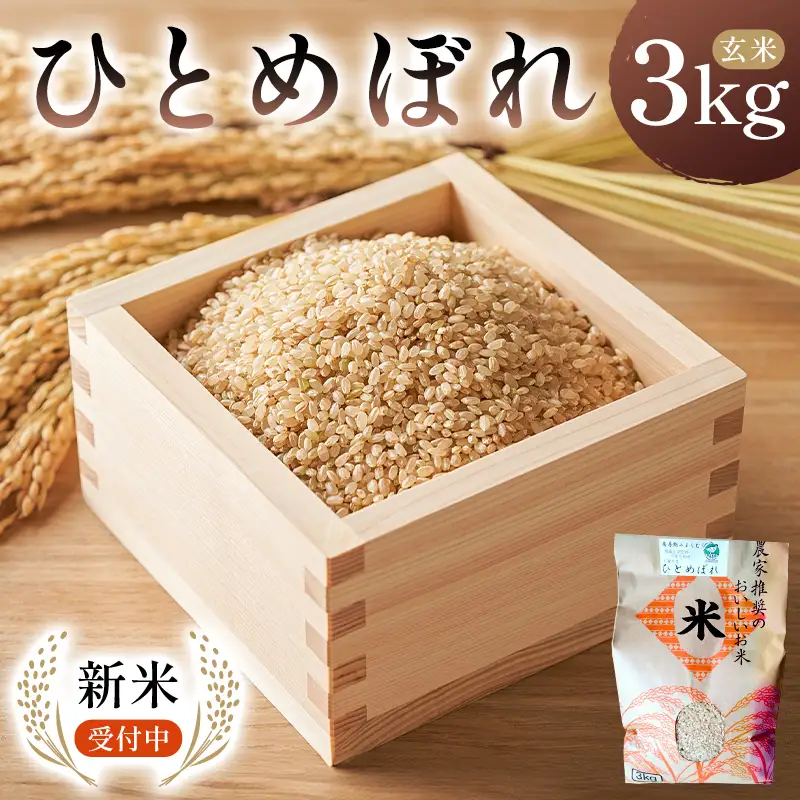 【新米】【2026年9月上旬以降発送予定】ひとめぼれ玄米3kg【2026年産】 mi0088-0004 