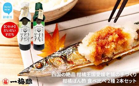 四国の絶品 老舗の手づくり 柑橘ぽん酢 食べ比べ 2種 200ml×2本 Cセット（だいだい・すだち） 【一梅酢】