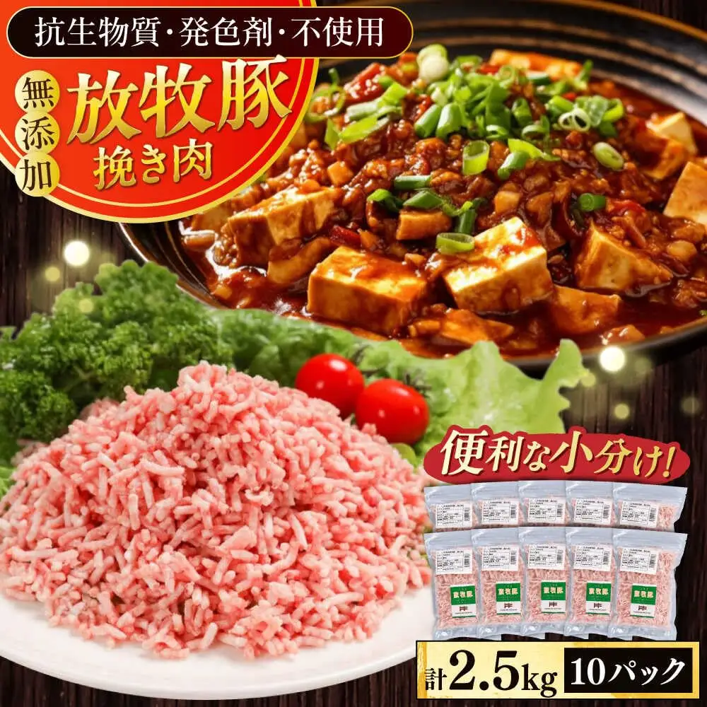 放牧豚 挽き肉 計2.5kg（250g×10） 精肉 スライス 小分け 冷凍 北海道 [AXBA123]