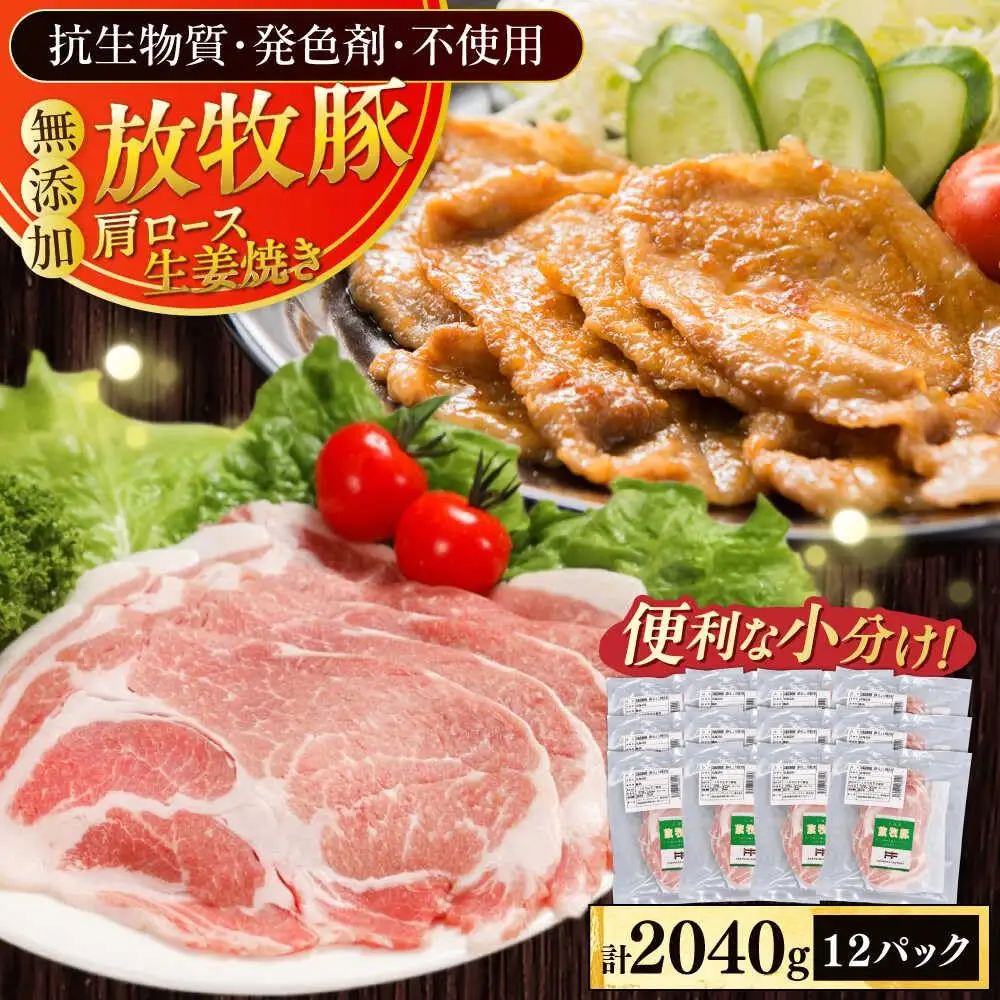 放牧豚 放牧豚 肩ロース生姜焼き 計2040g（170g×12） 精肉 小分け 冷凍 北海道 [AXBA126]