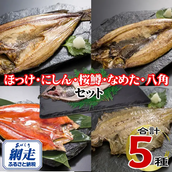 網走加工の一夜干しセット 5種B ABE122