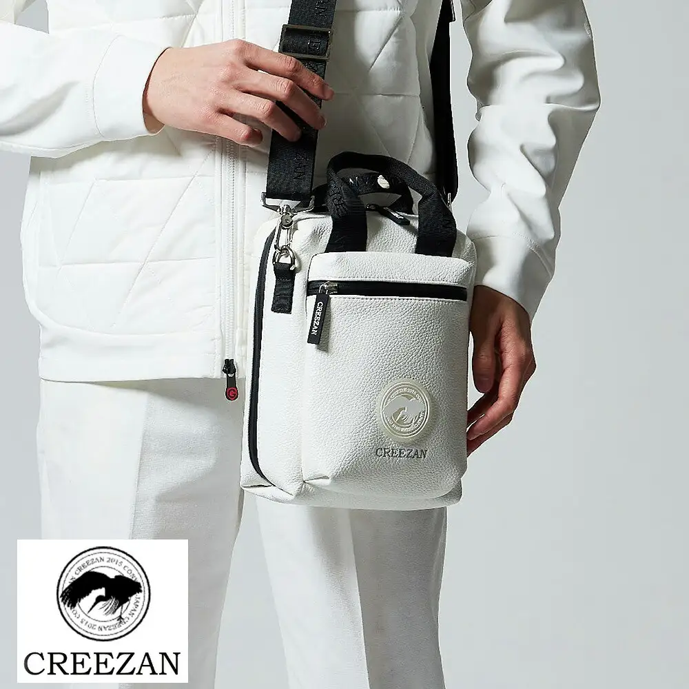 CREEZAN GOLF クリーザンゴルフ カートバッグボックス ホワイト CCGI-013-01 / ゴルフ カートバッグ ゴルフバッグ 縦型 軽量 収納力 水濡れに強い 高機能合成皮革 ドリンクホルダー付き ショルダーストラップ付き シンプル デザイン